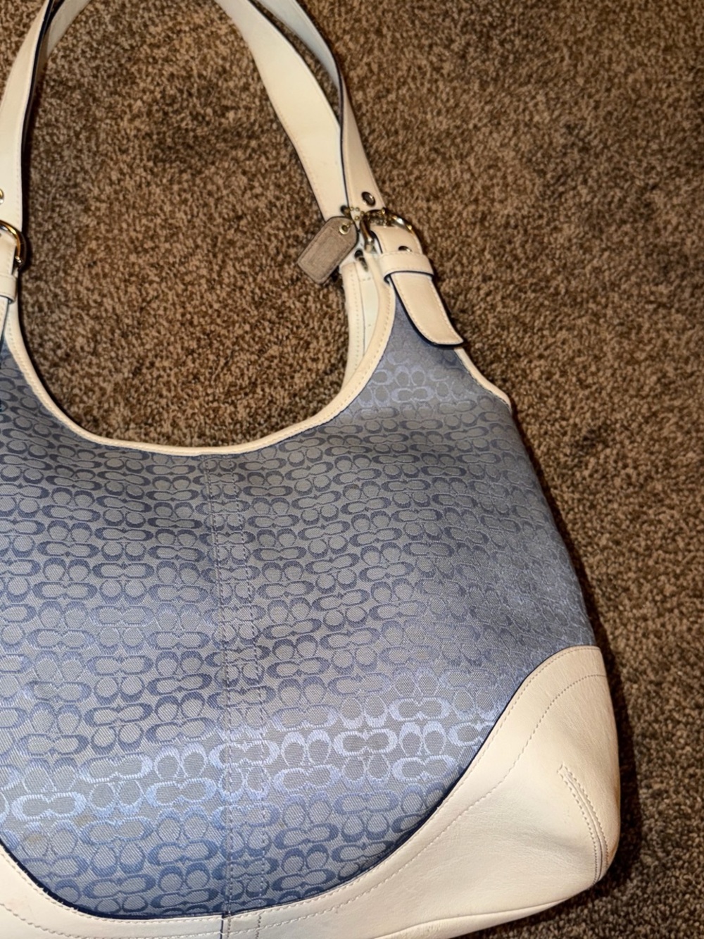 Coach Blue Signature Hobo with White Trim